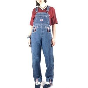 Deadstock Vintage Revolt Jeans Blue Denim Overalls with Stripe Accents